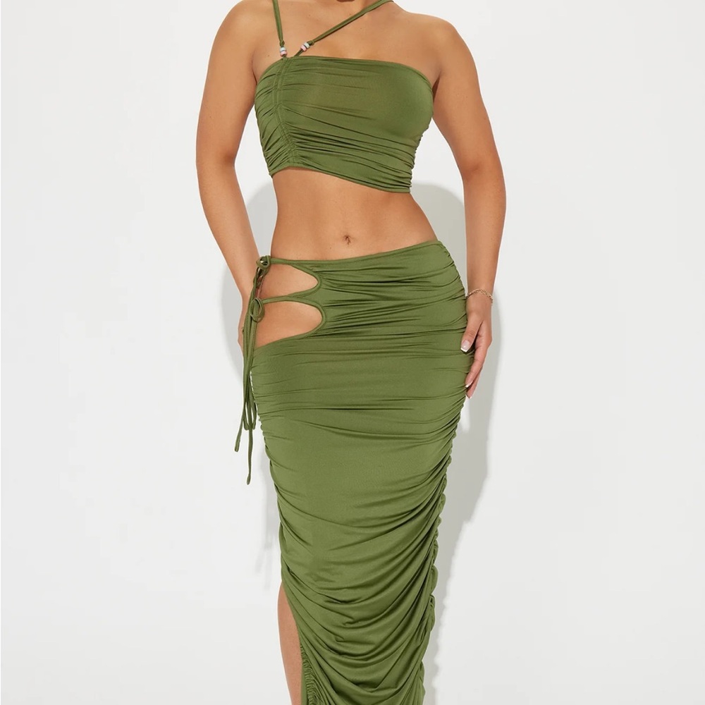 Fashion Nova Cutout Skirt Set - Olive
